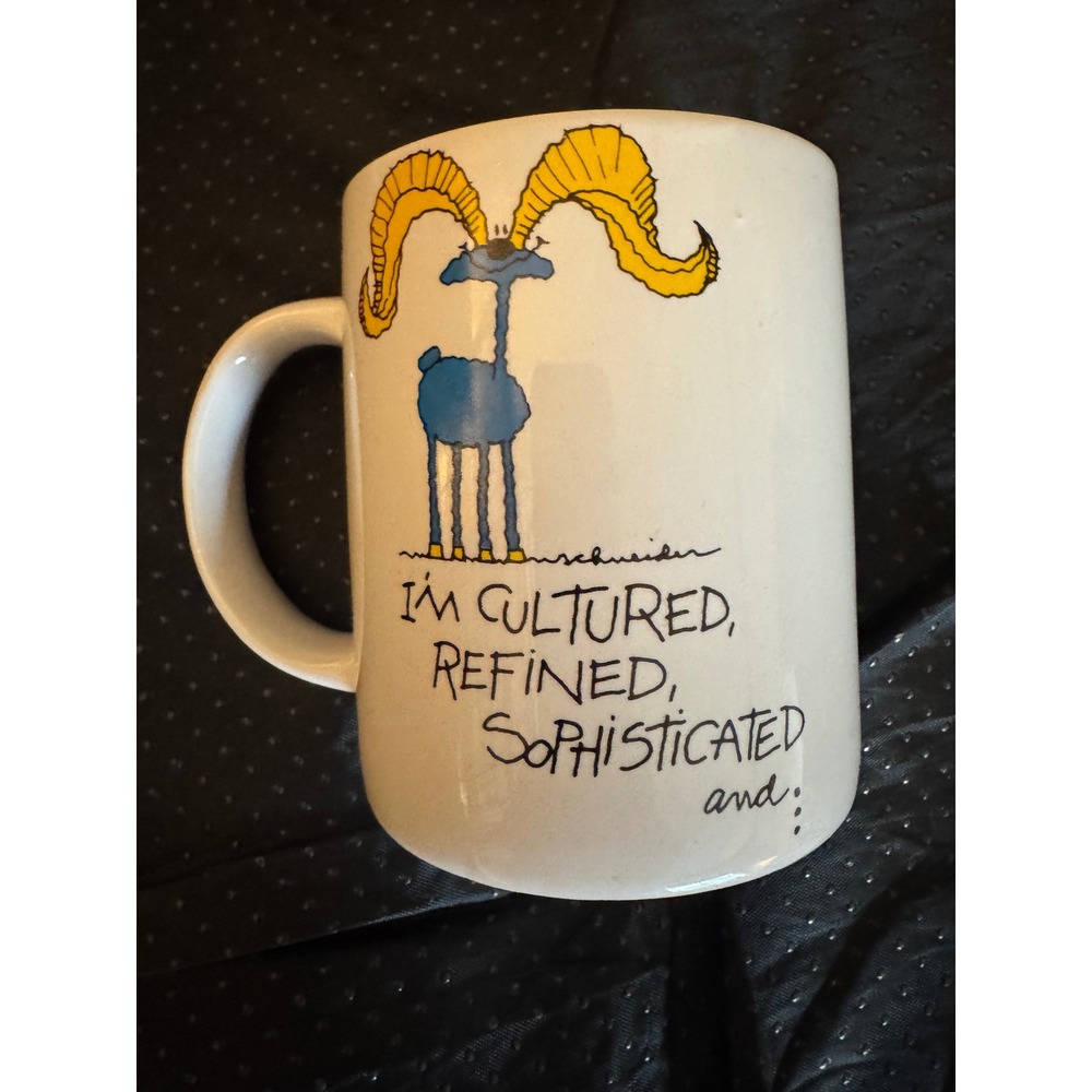 Vintage Russ Berrie Understatements Schneider Ram Horny Mug 8305